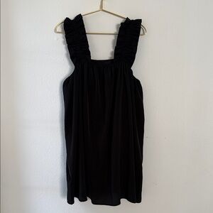 Black Sleeveless Dress with Ruffled Straps